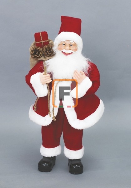 Pupazzo Babbo Natale cm. 60 con panno rosso e sacco doni