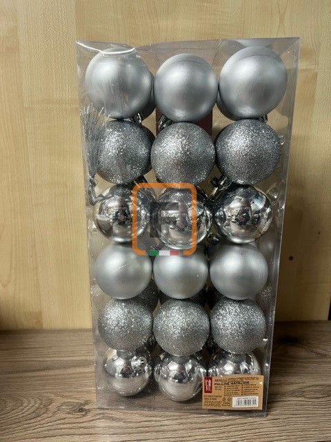 Palline per Albero di Natale, argento, 5 cm, conf. 36 pz in scatola