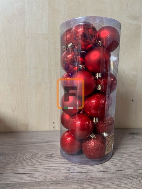 Palline per Albero di Natale, rosse, 6 cm, conf. 24 pz in cilindro